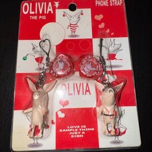 Olivia the Pig Phone Strap Set – Vintage Collectible, New in Package